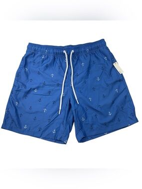 Amazon Essentials Blue Anchor Print Novelty Lined Swim Shorts Trunks NWT M Beach